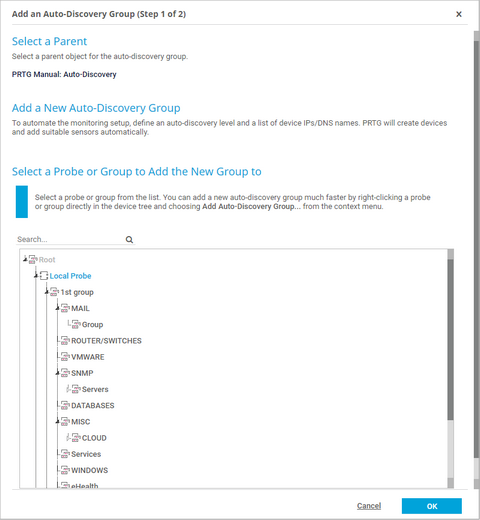 Add Auto-Discovery Group Assistant Step 1